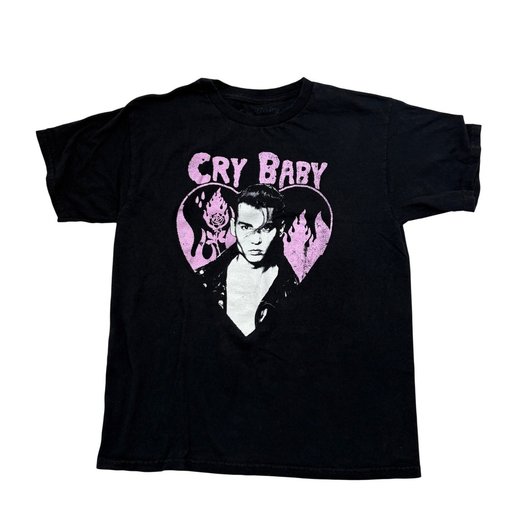 Johnny Depp Cry Baby Movie Graphic T-Shirt Juniors 13/14 Wade Walker‎ Black Tee